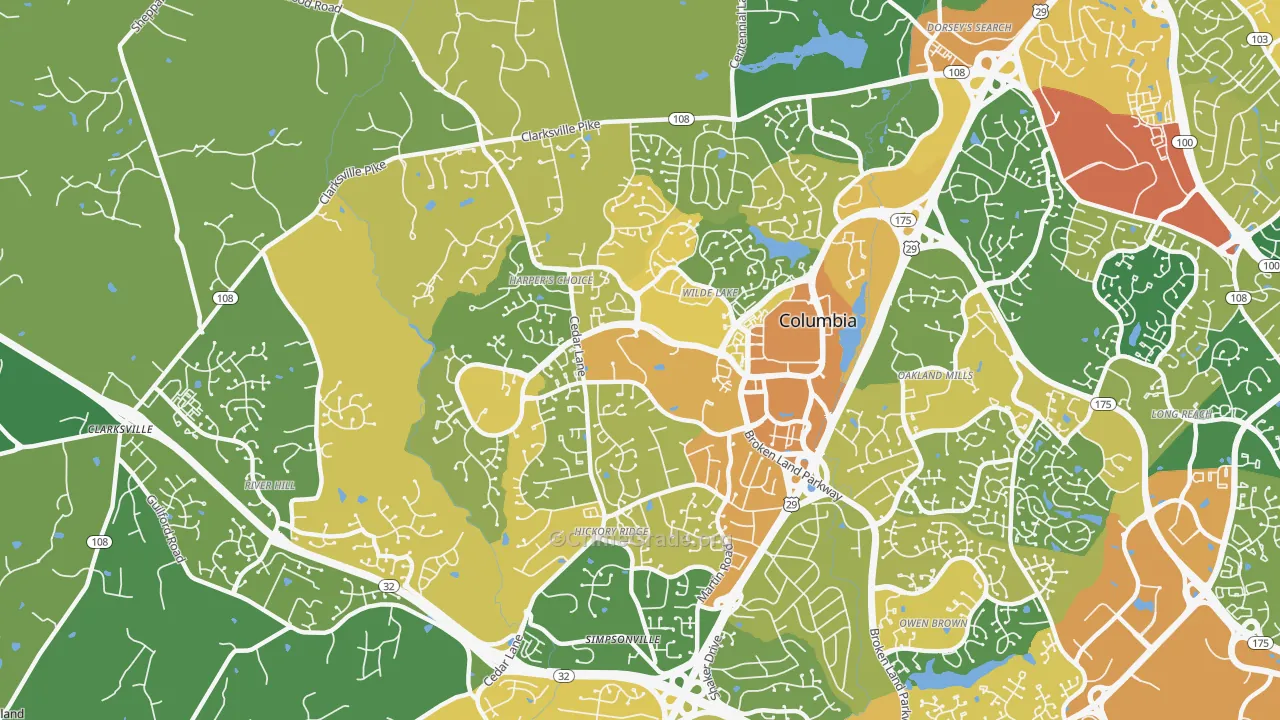21044, MD Map of Vehicle Theft Rates