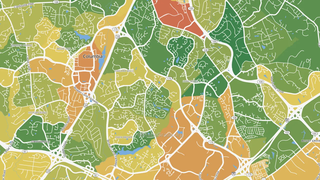 21045, MD Map of Vehicle Theft Rates