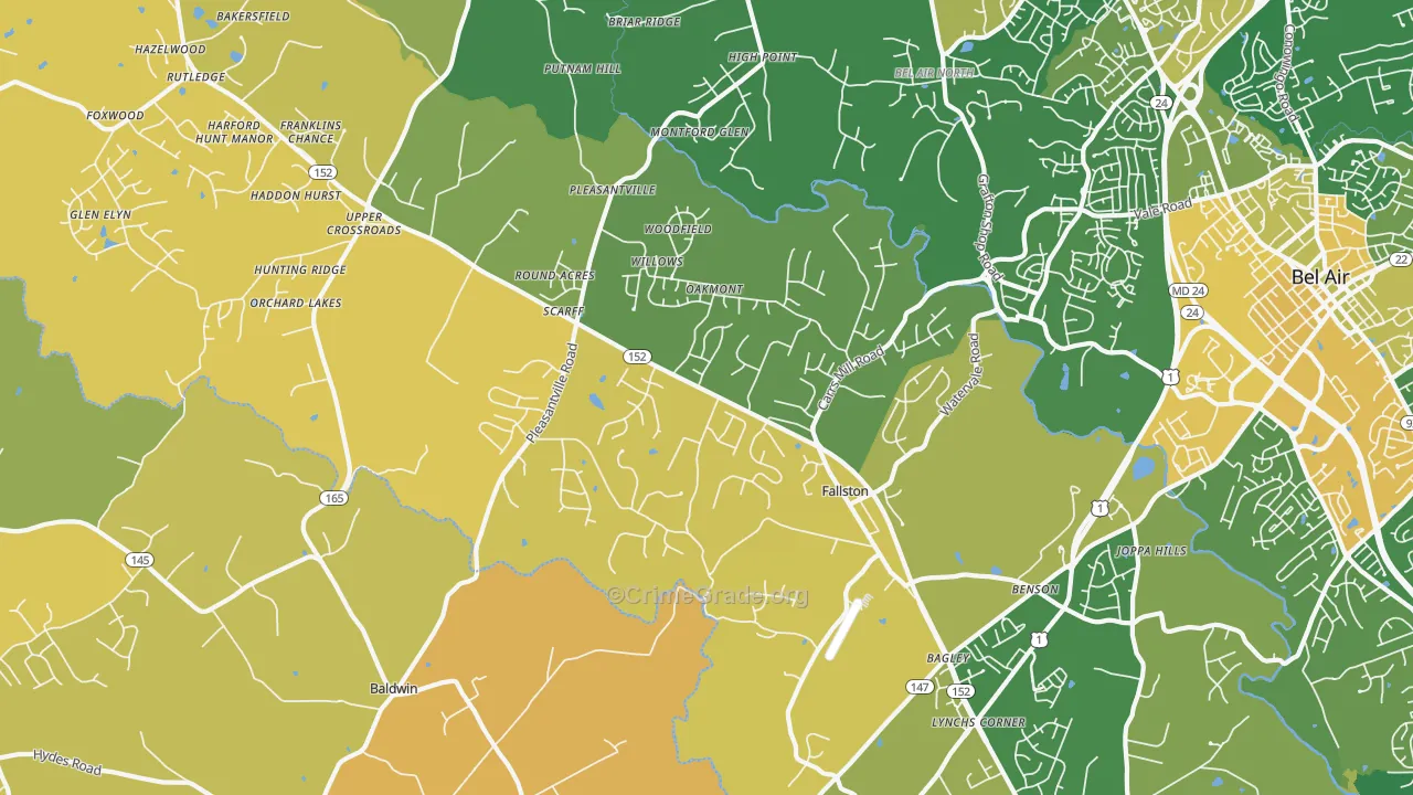 21047, MD Map of Vehicle Theft Rates