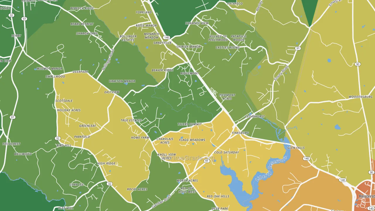 21048, MD Map of Vehicle Theft Rates