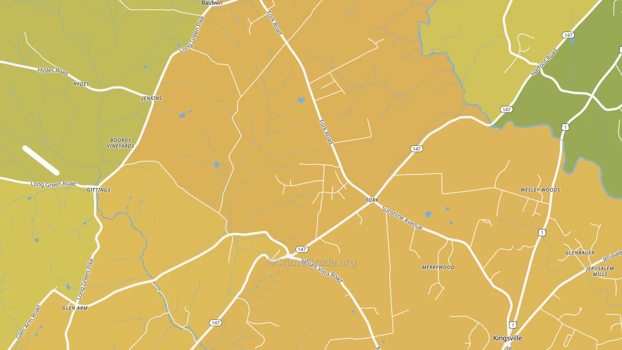 21051, MD Map of Vehicle Theft Rates