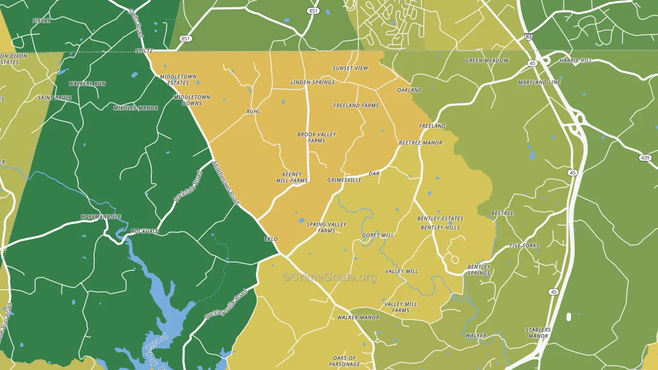 21053, MD Map of Vehicle Theft Rates