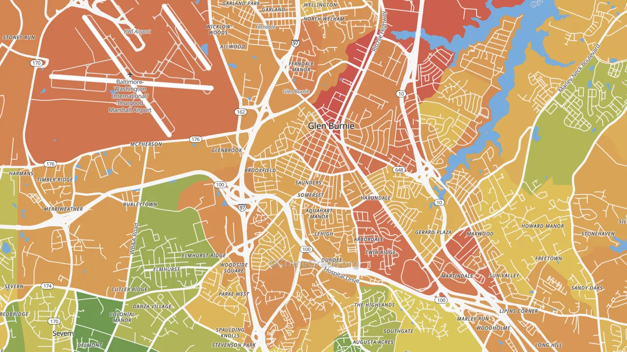 21061, MD Map of Vehicle Theft Rates