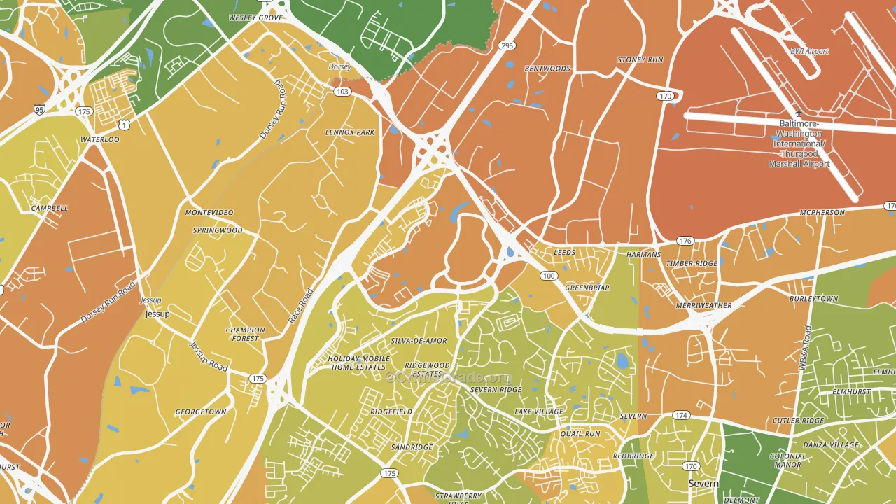 21076, MD Map of Vehicle Theft Rates