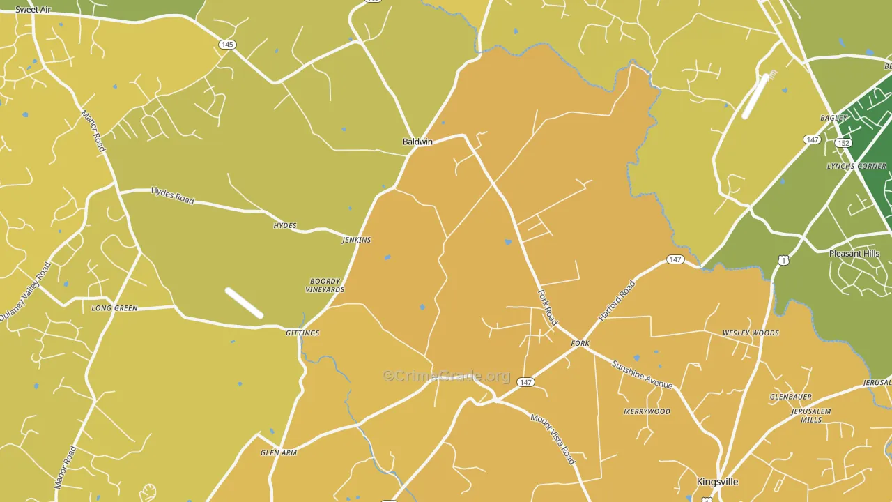 21082, MD Map of Vehicle Theft Rates