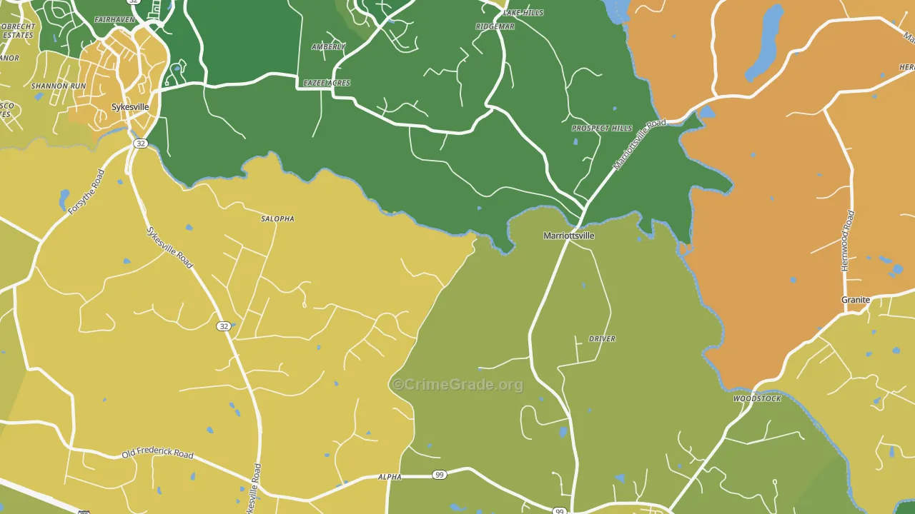 21104, MD Map of Vehicle Theft Rates