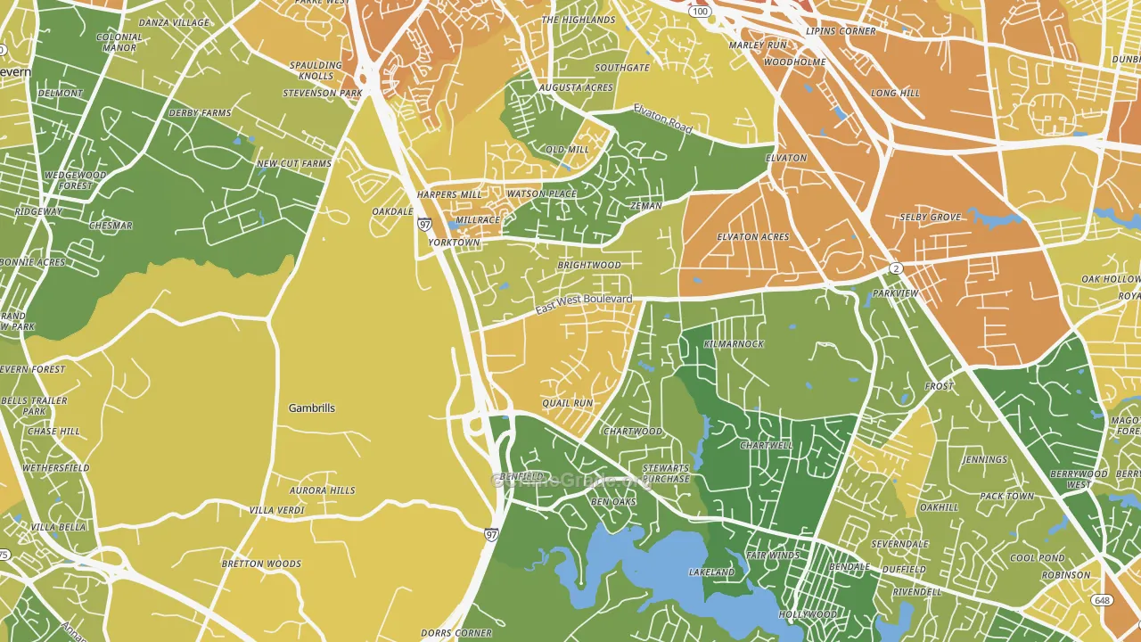 21108, MD Map of Vehicle Theft Rates