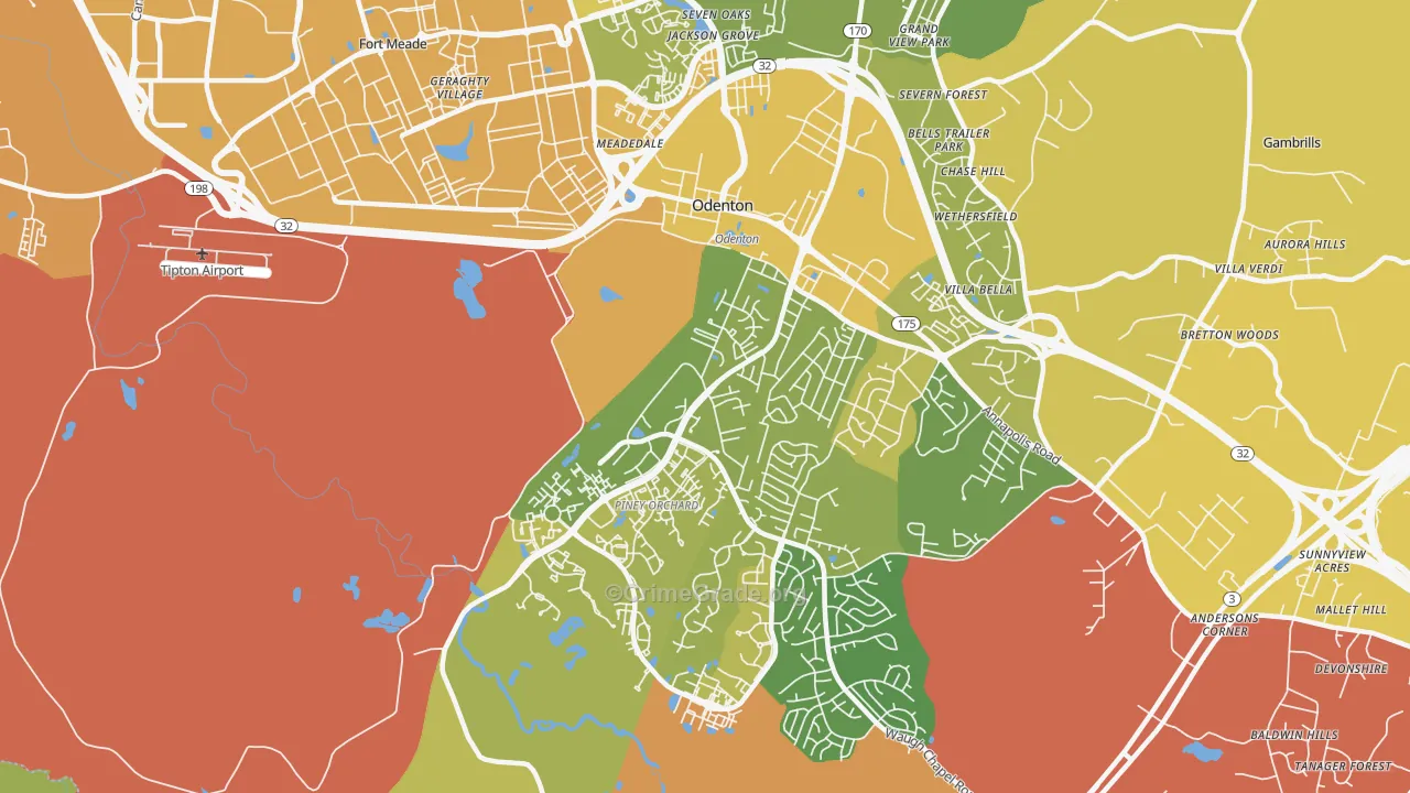 21113, MD Map of Vehicle Theft Rates