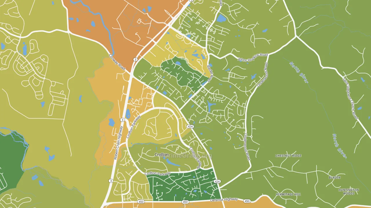 21114, MD Map of Vehicle Theft Rates