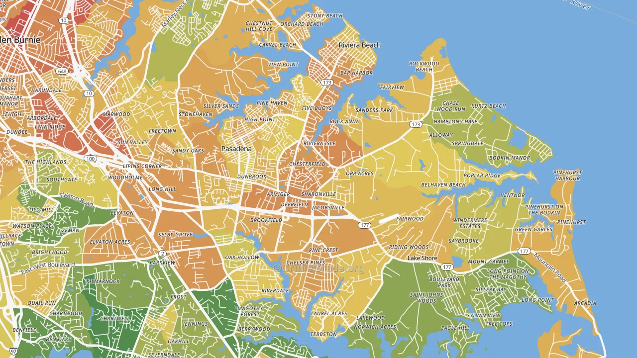 21122, MD Map of Vehicle Theft Rates