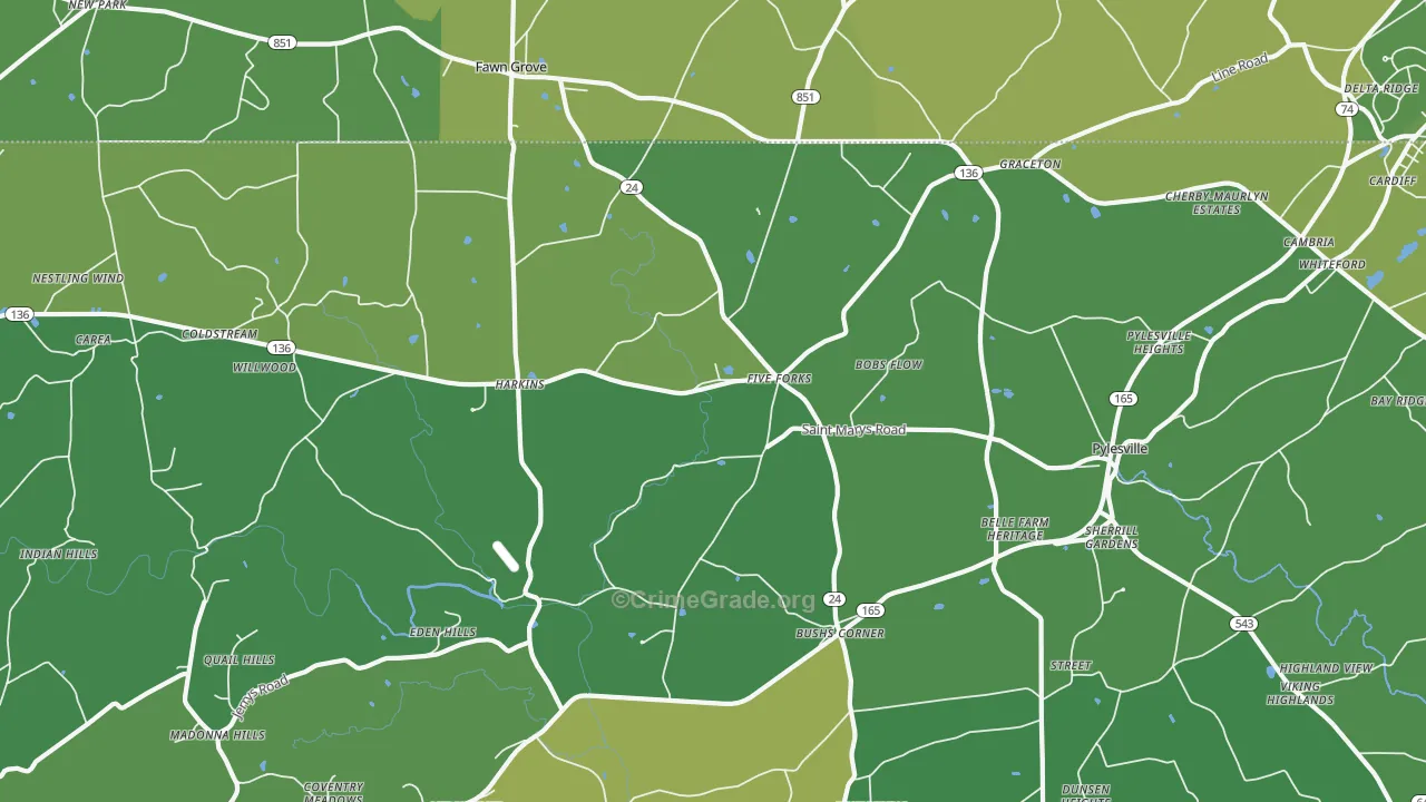 21132, MD Map of Vehicle Theft Rates