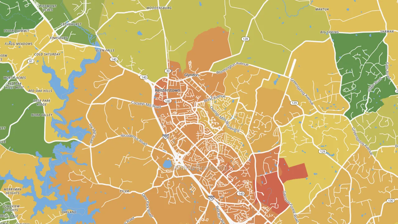 21136, MD Map of Vehicle Theft Rates