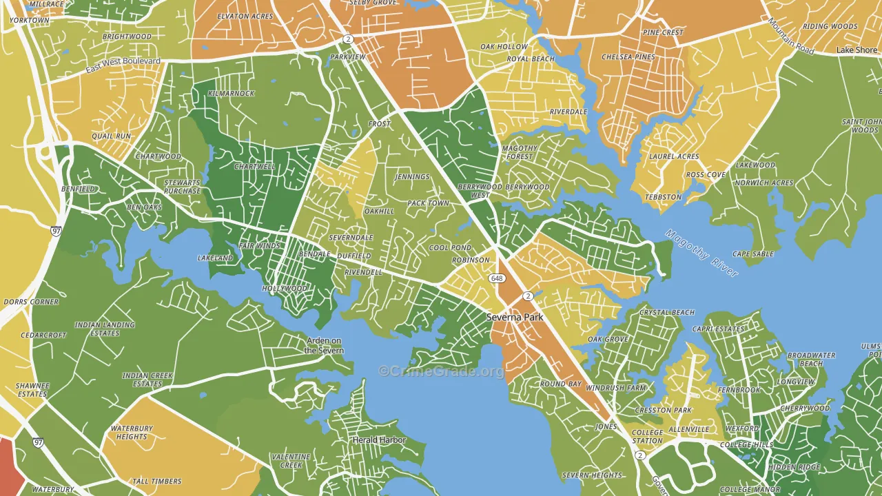 21146, MD Map of Vehicle Theft Rates