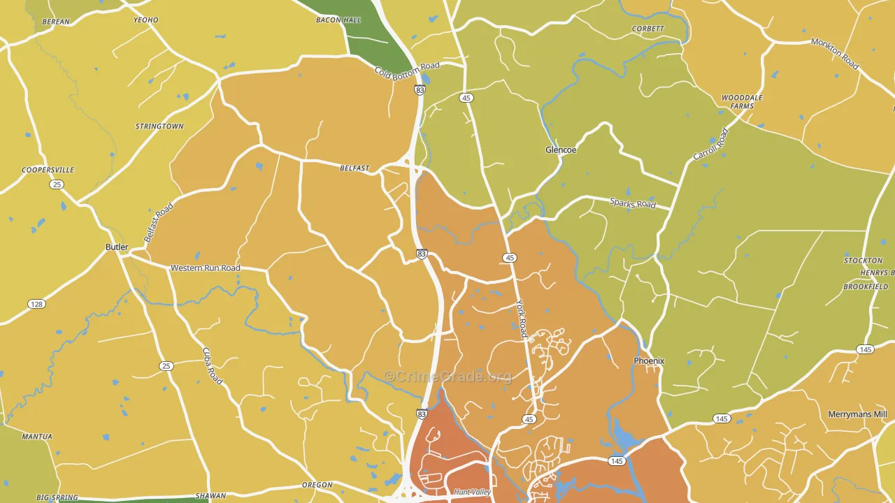 21152, MD Map of Vehicle Theft Rates