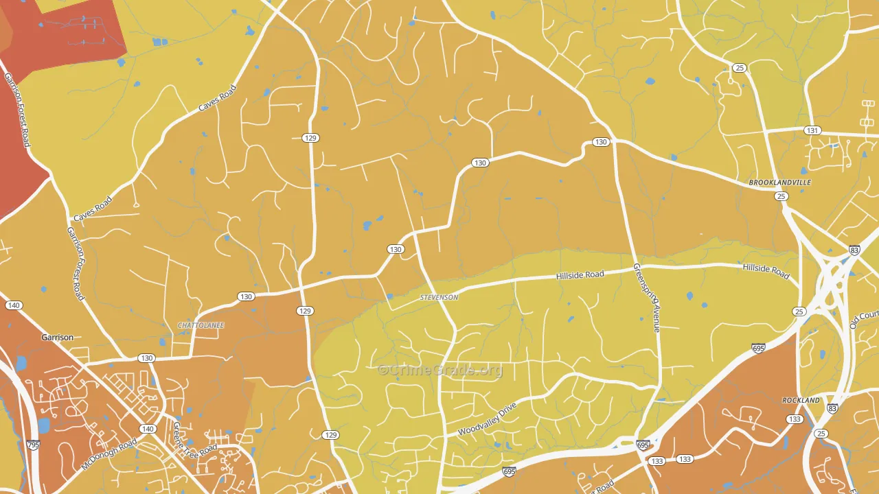 21153, MD Map of Vehicle Theft Rates