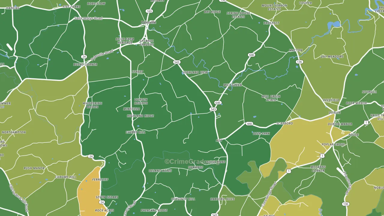 21154, MD Map of Vehicle Theft Rates