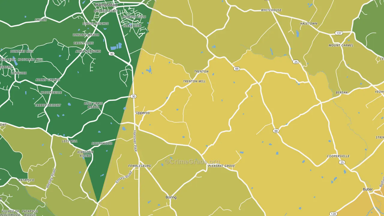 21155, MD Map of Vehicle Theft Rates