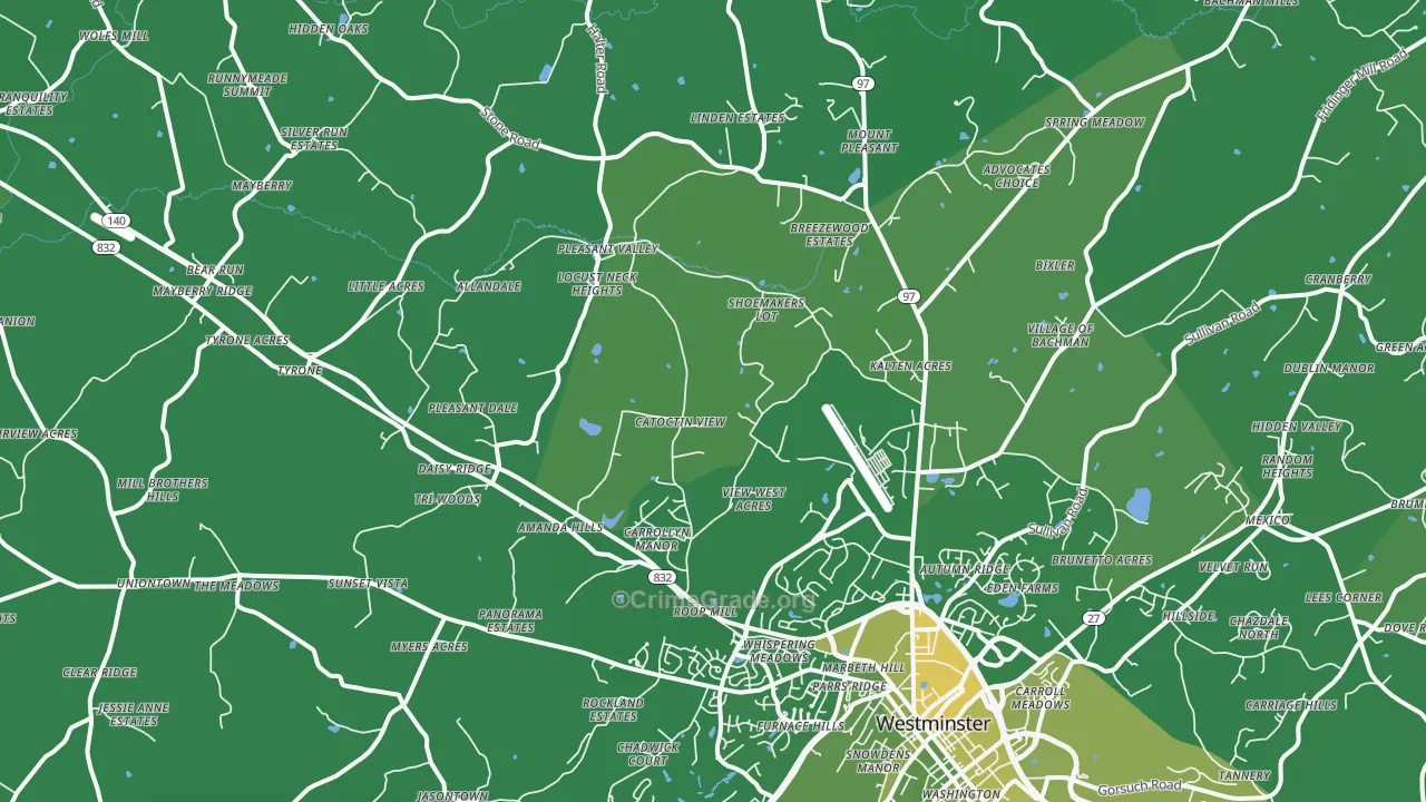 21158, MD Map of Vehicle Theft Rates