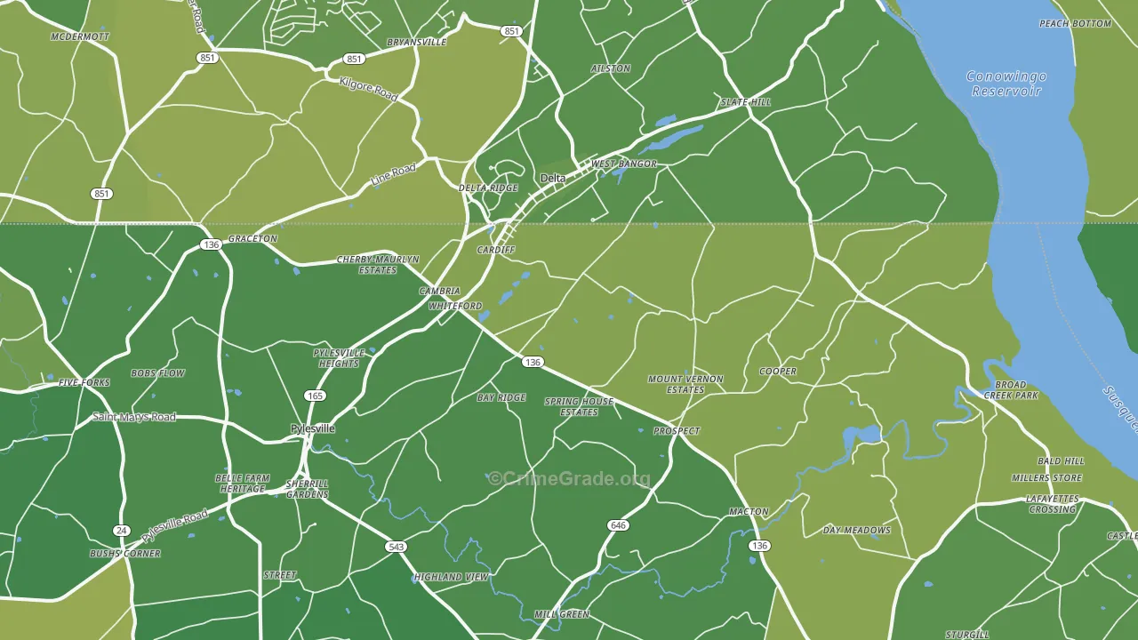 21160, MD Map of Vehicle Theft Rates