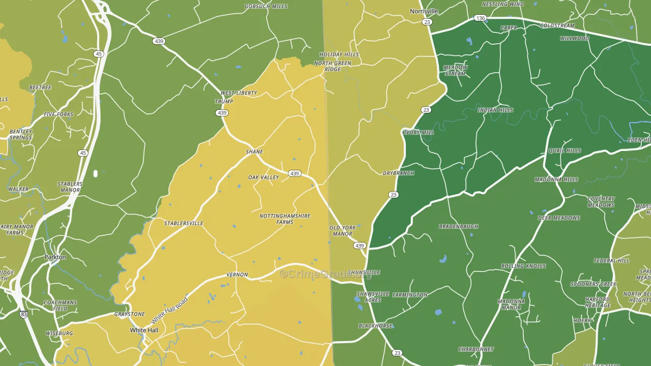 21161, MD Map of Vehicle Theft Rates