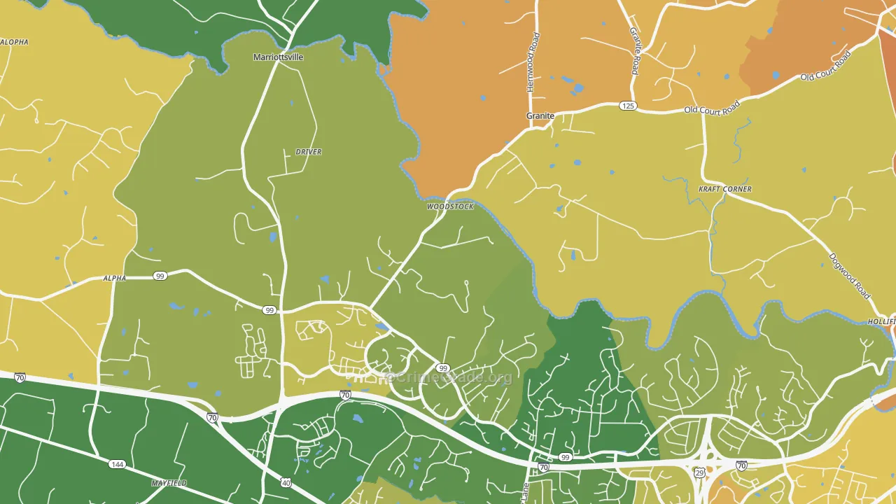 21163, MD Map of Vehicle Theft Rates