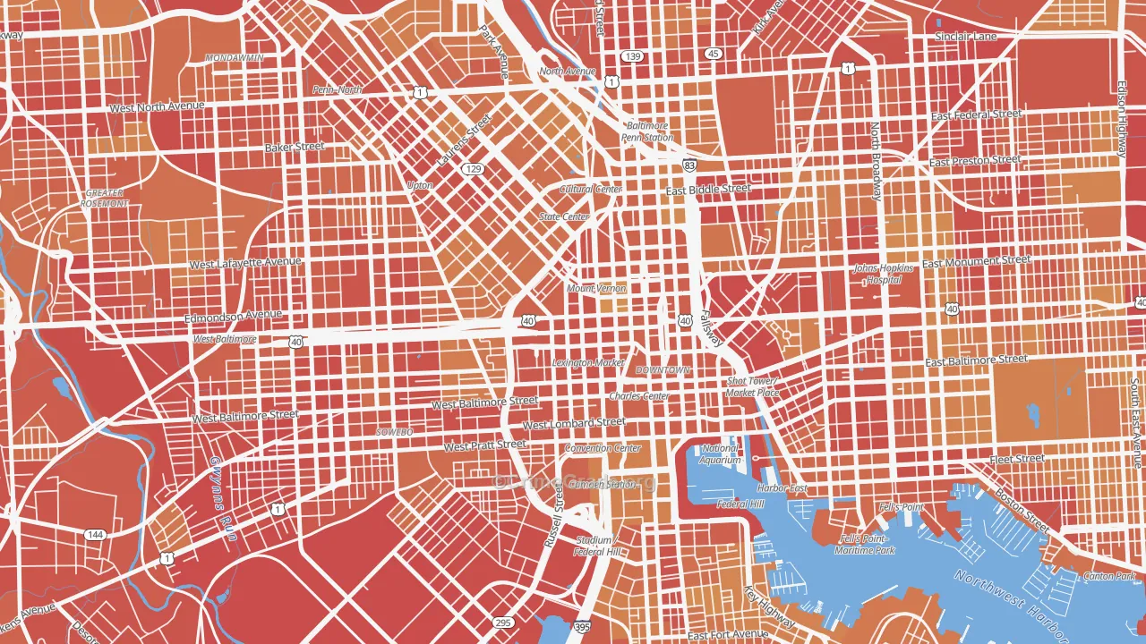 21201, MD Map of Vehicle Theft Rates