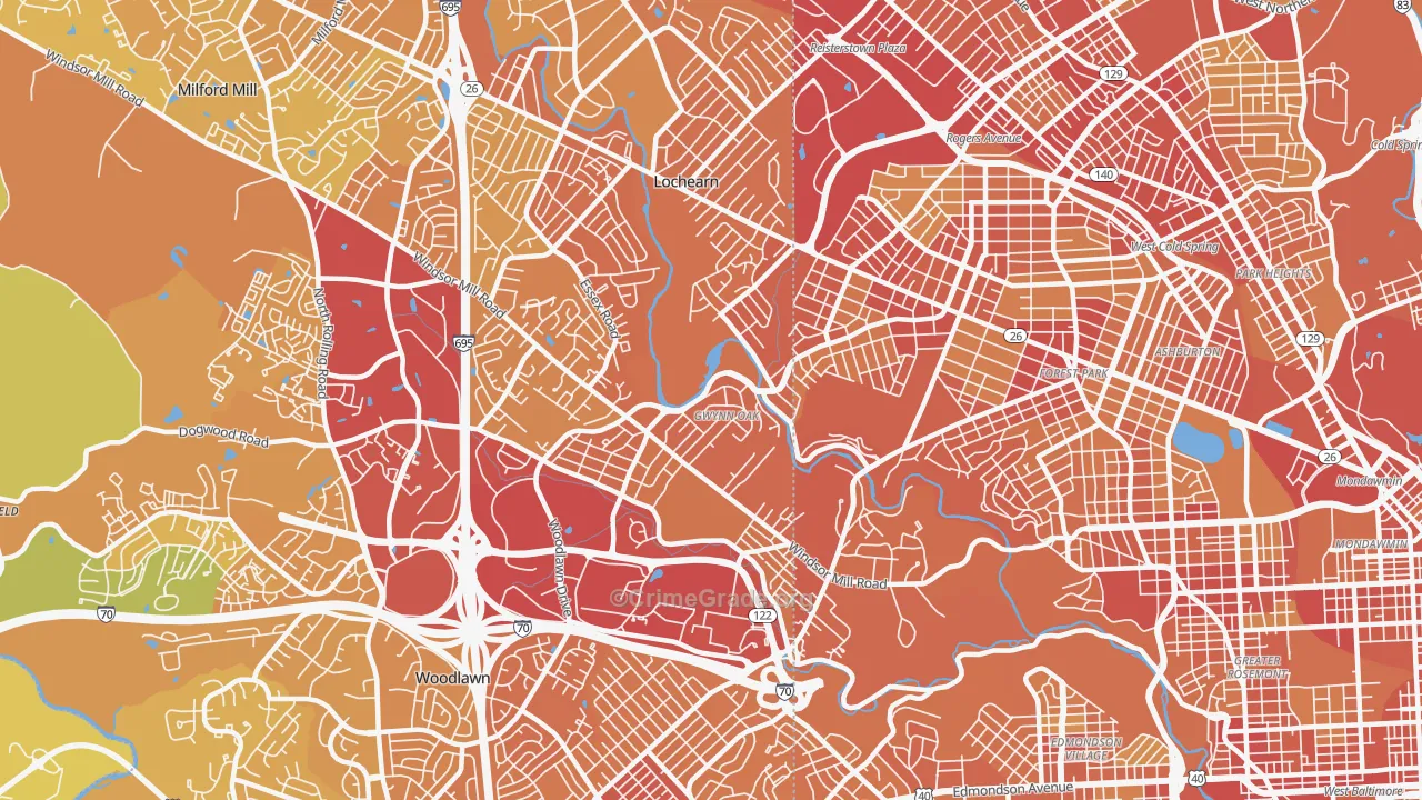 21207, MD Map of Vehicle Theft Rates