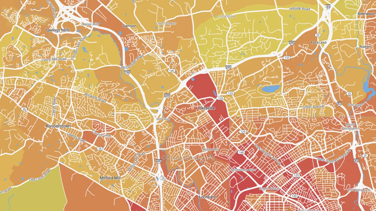 21208, MD Map of Vehicle Theft Rates