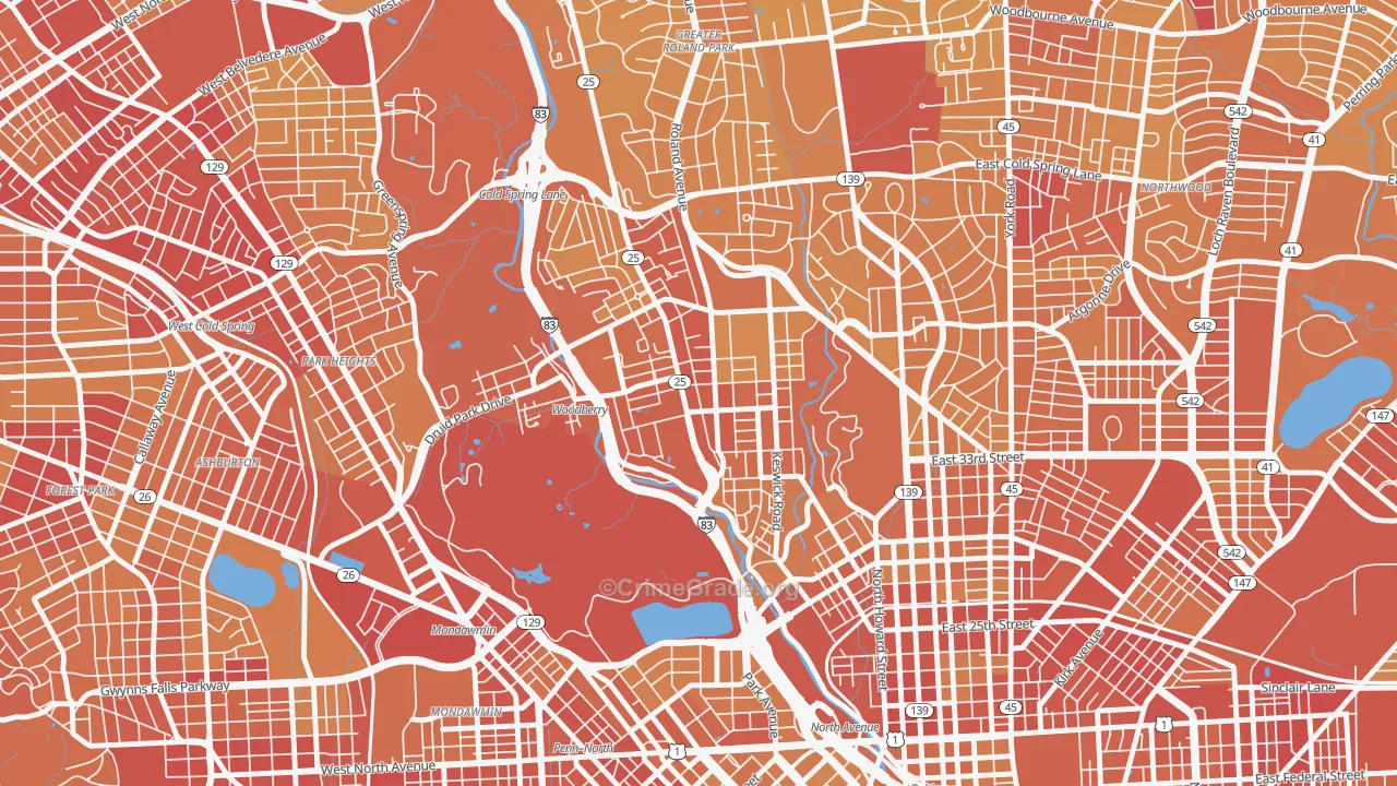 21211, MD Map of Vehicle Theft Rates