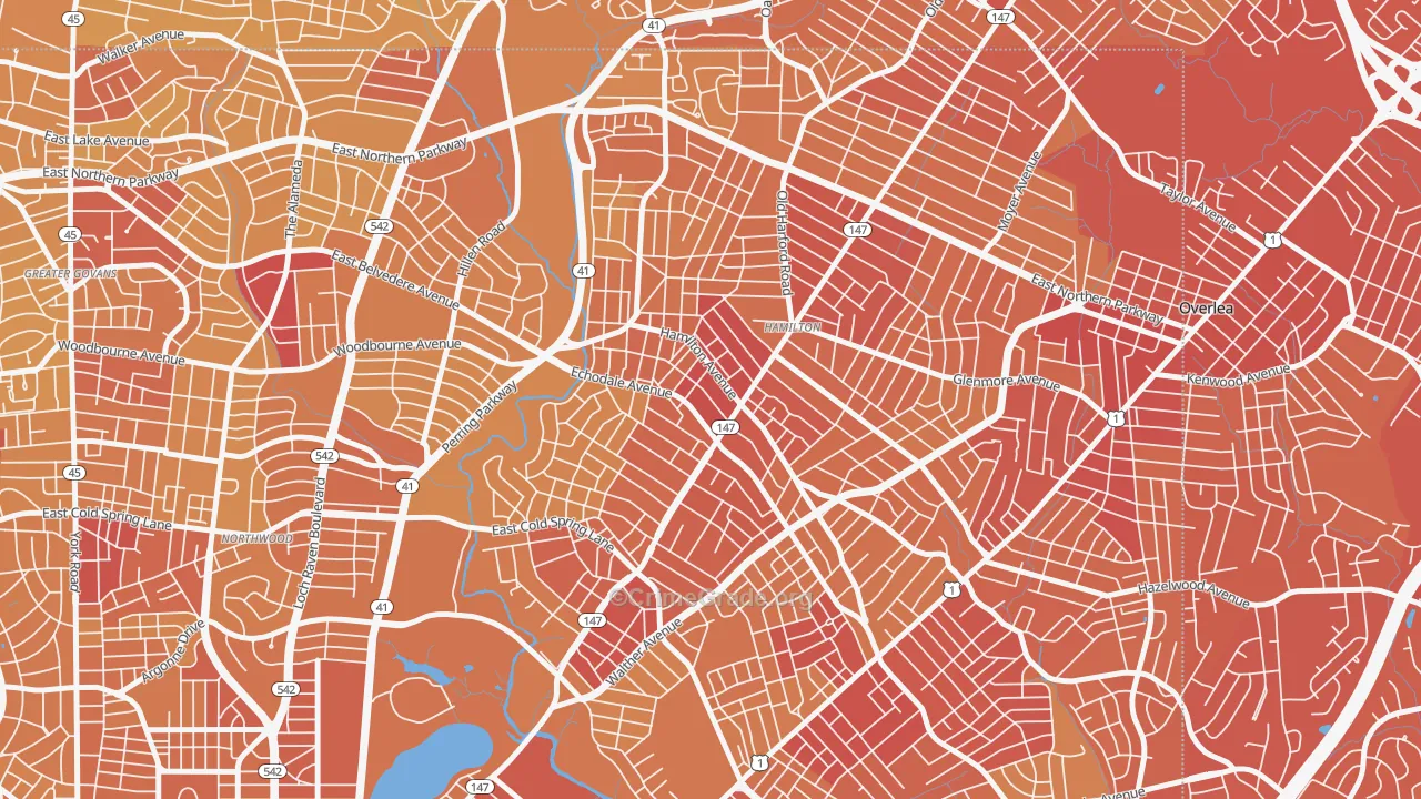 21214, MD Map of Vehicle Theft Rates