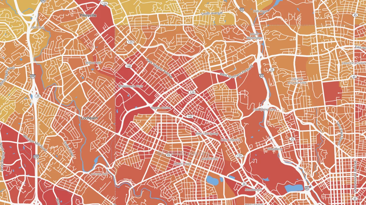 21215, MD Map of Vehicle Theft Rates