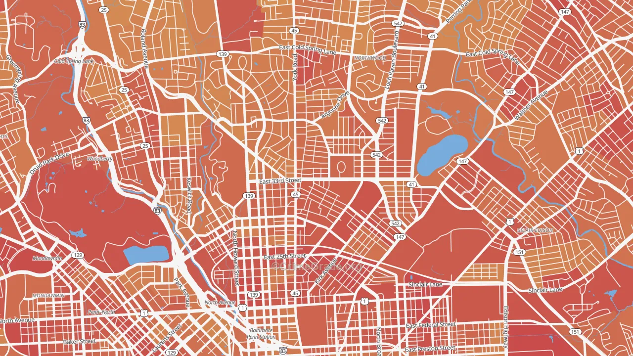 21218, MD Map of Vehicle Theft Rates