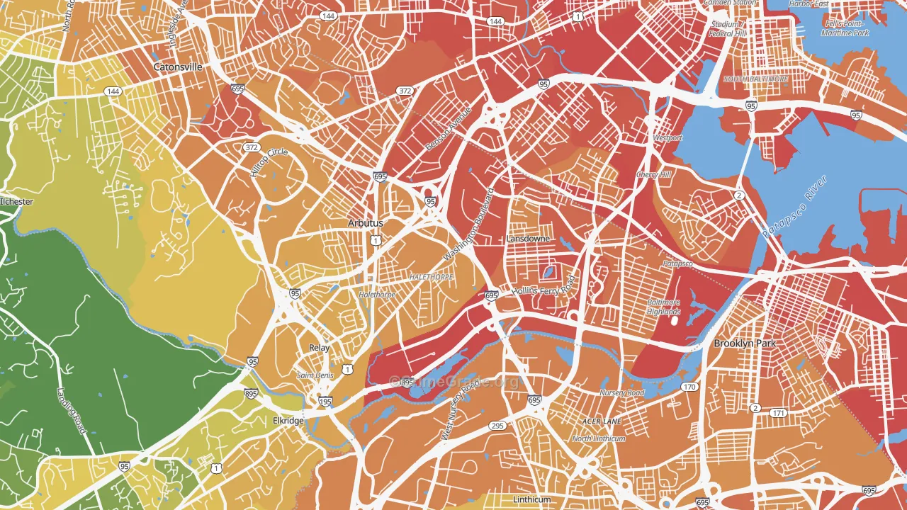 21227, MD Map of Vehicle Theft Rates