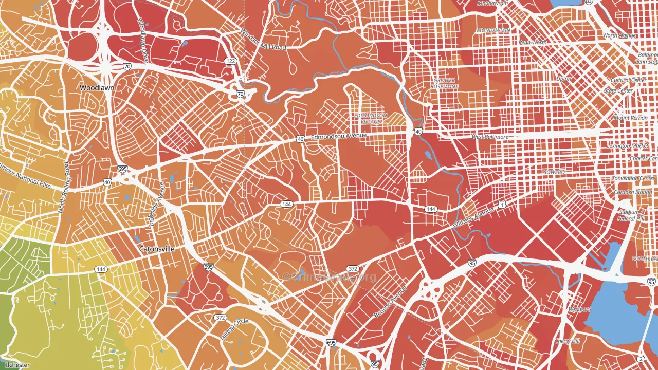 21229, MD Map of Vehicle Theft Rates