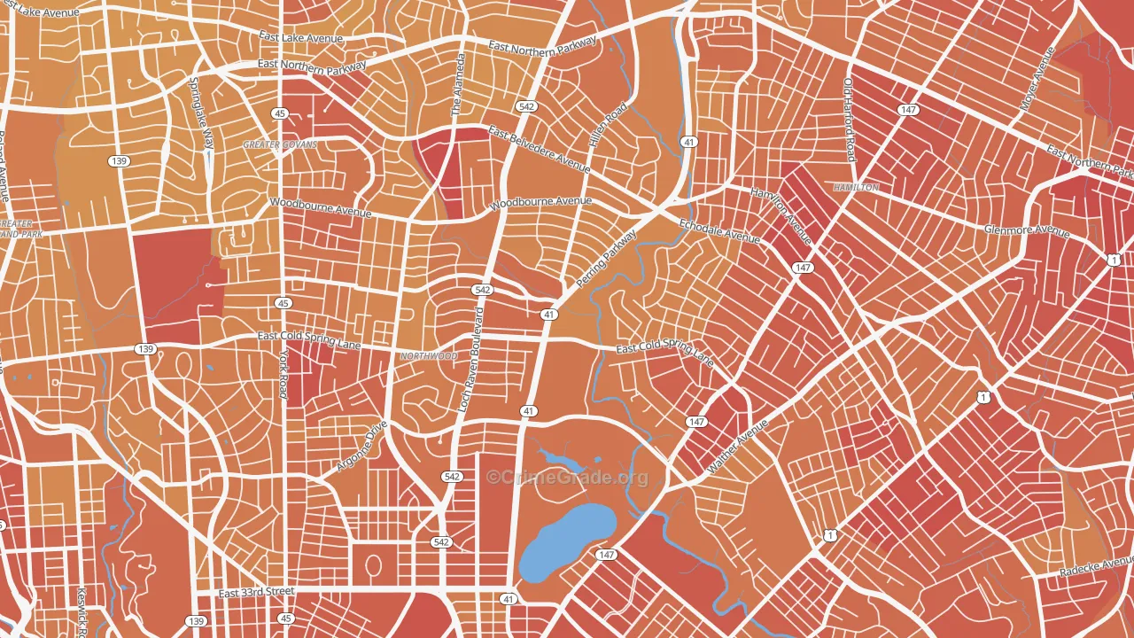 21251, MD Map of Vehicle Theft Rates