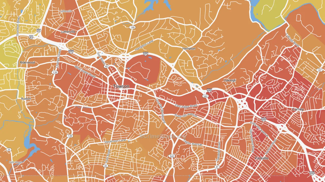 21286, MD Map of Vehicle Theft Rates