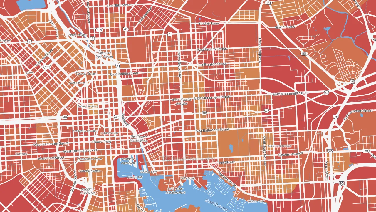 21287, MD Map of Vehicle Theft Rates