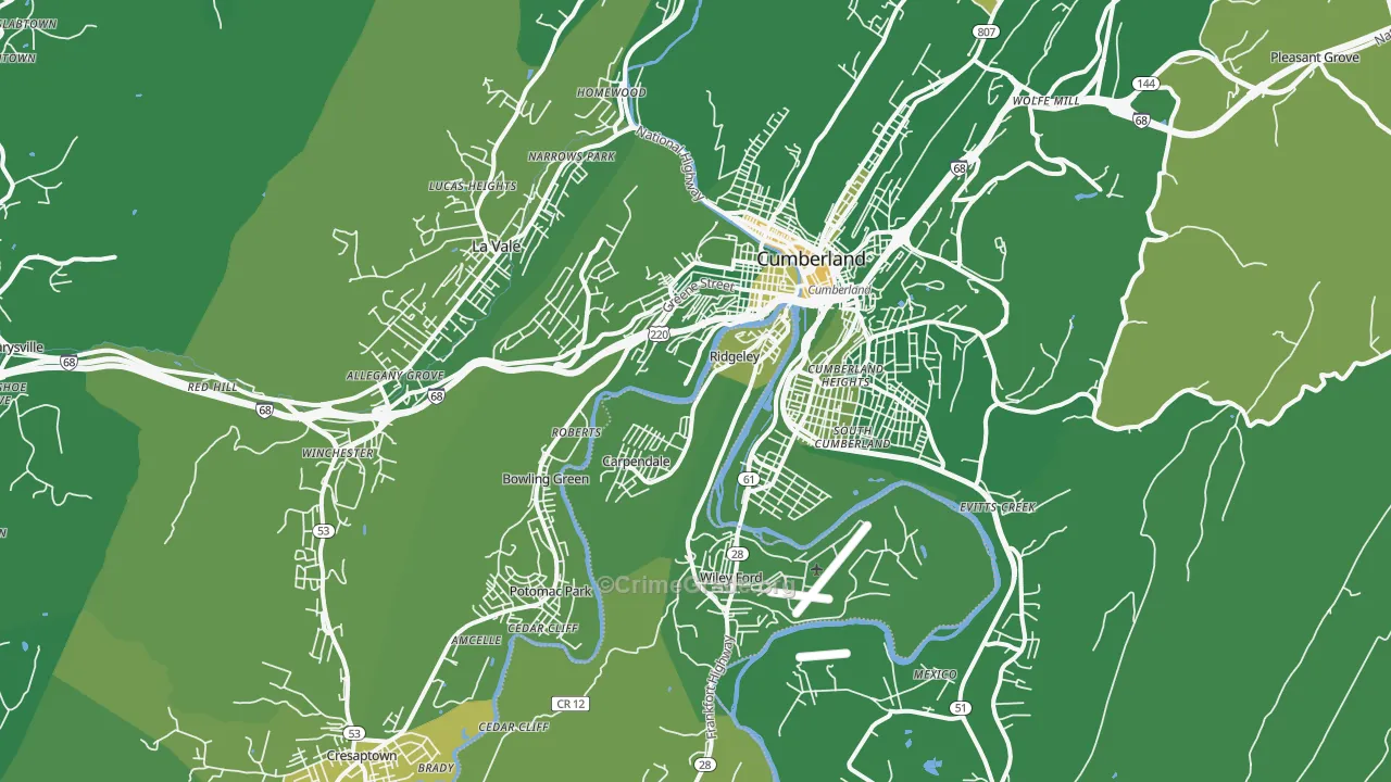 21502, MD Map of Vehicle Theft Rates