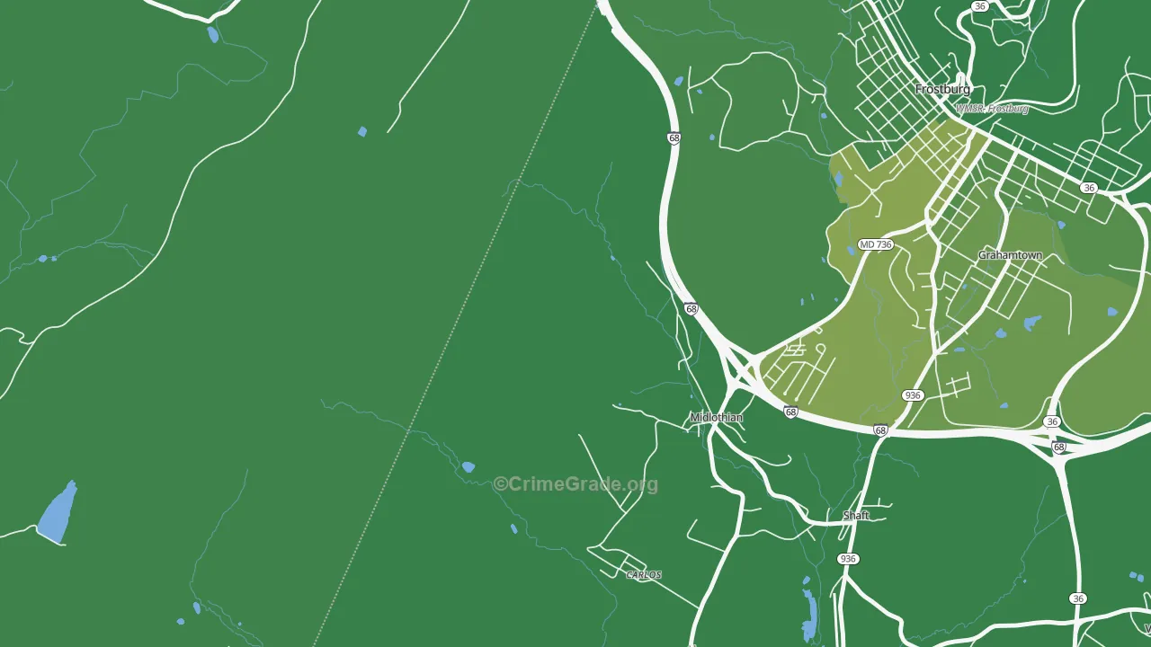 21543, MD Map of Vehicle Theft Rates