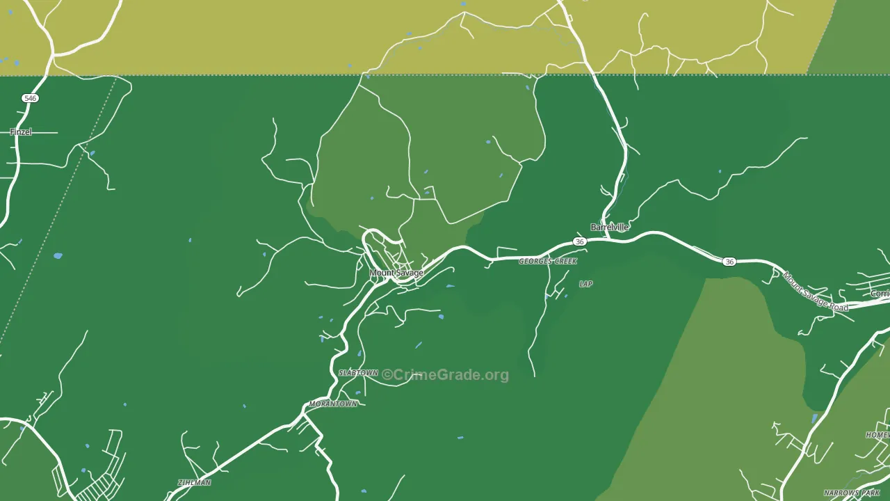 21545, MD Map of Vehicle Theft Rates