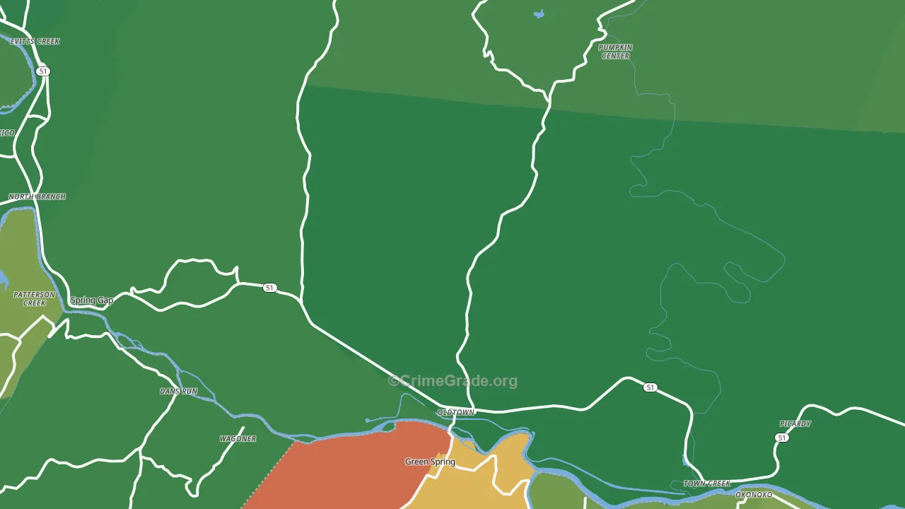 21555, MD Map of Vehicle Theft Rates