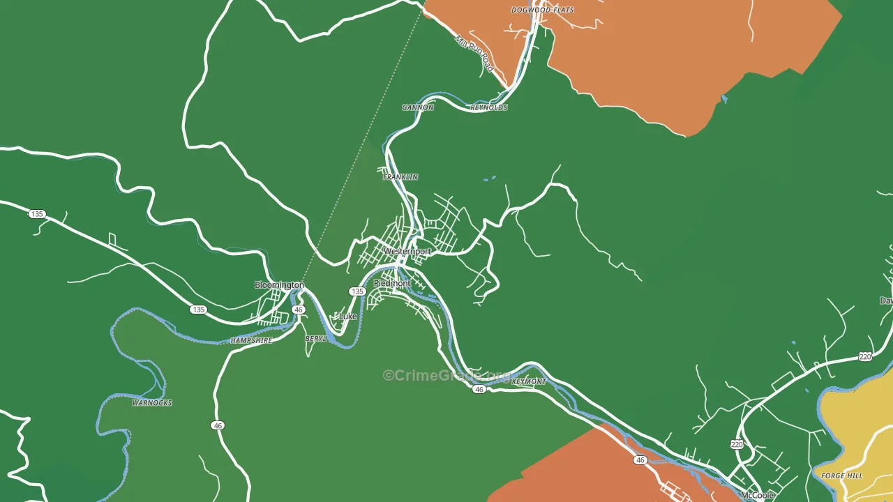 21562, MD Map of Vehicle Theft Rates