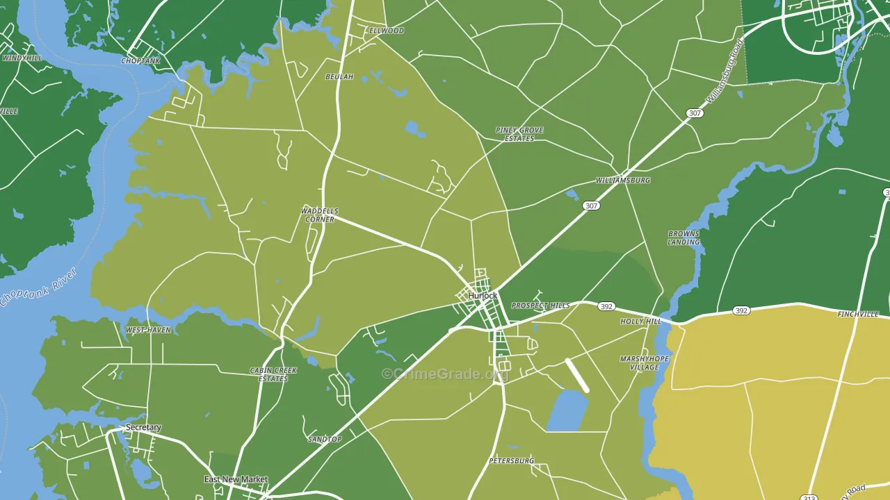 21643, MD Map of Vehicle Theft Rates