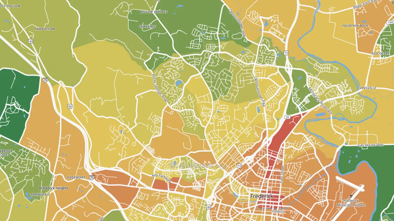 21702, MD Map of Vehicle Theft Rates