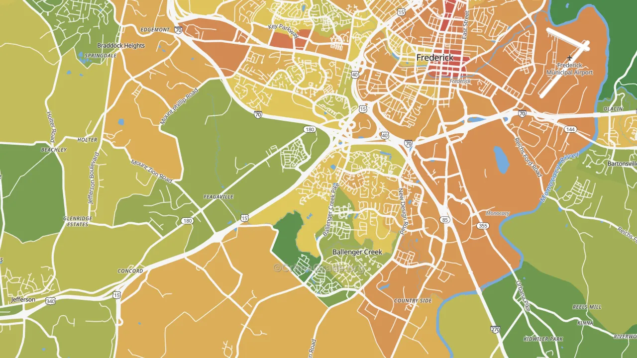 21703, MD Map of Vehicle Theft Rates