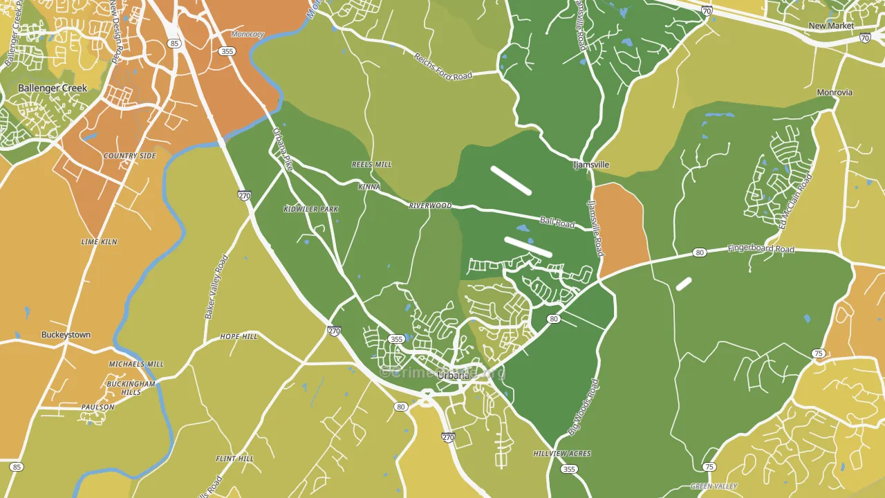 21704, MD Map of Vehicle Theft Rates