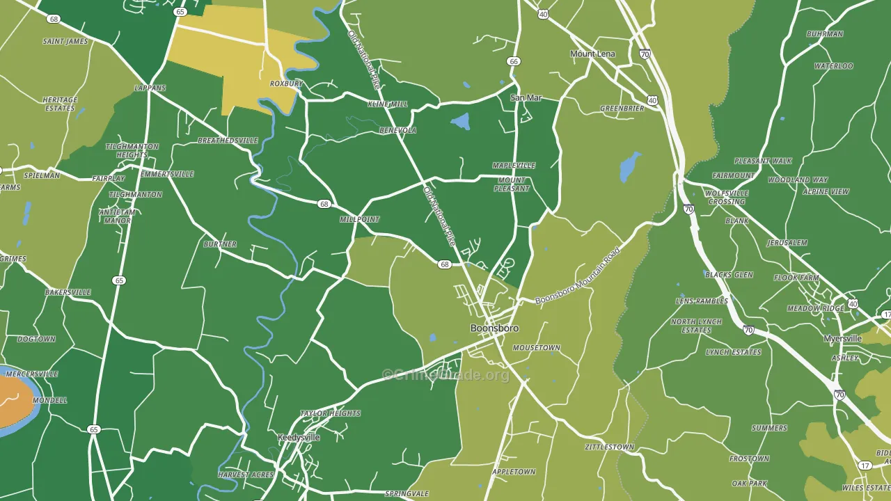21713, MD Map of Vehicle Theft Rates