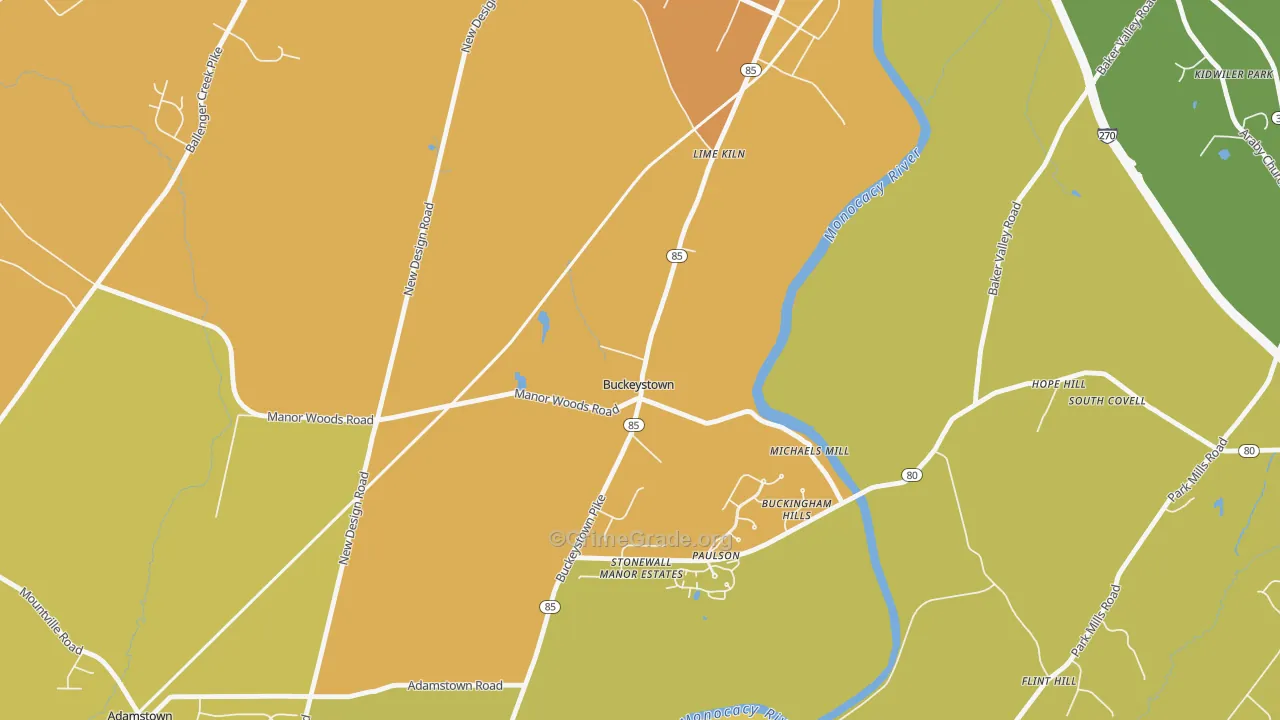 21717, MD Map of Vehicle Theft Rates