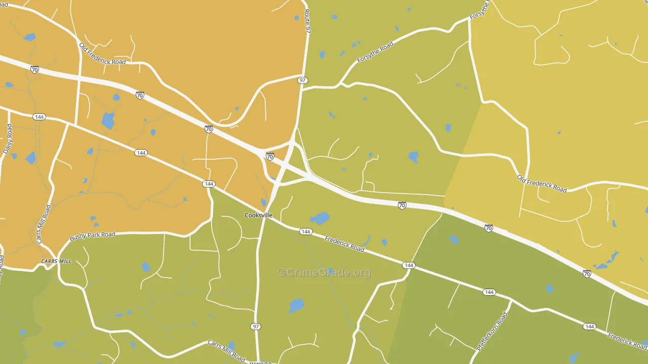 21723, MD Map of Vehicle Theft Rates