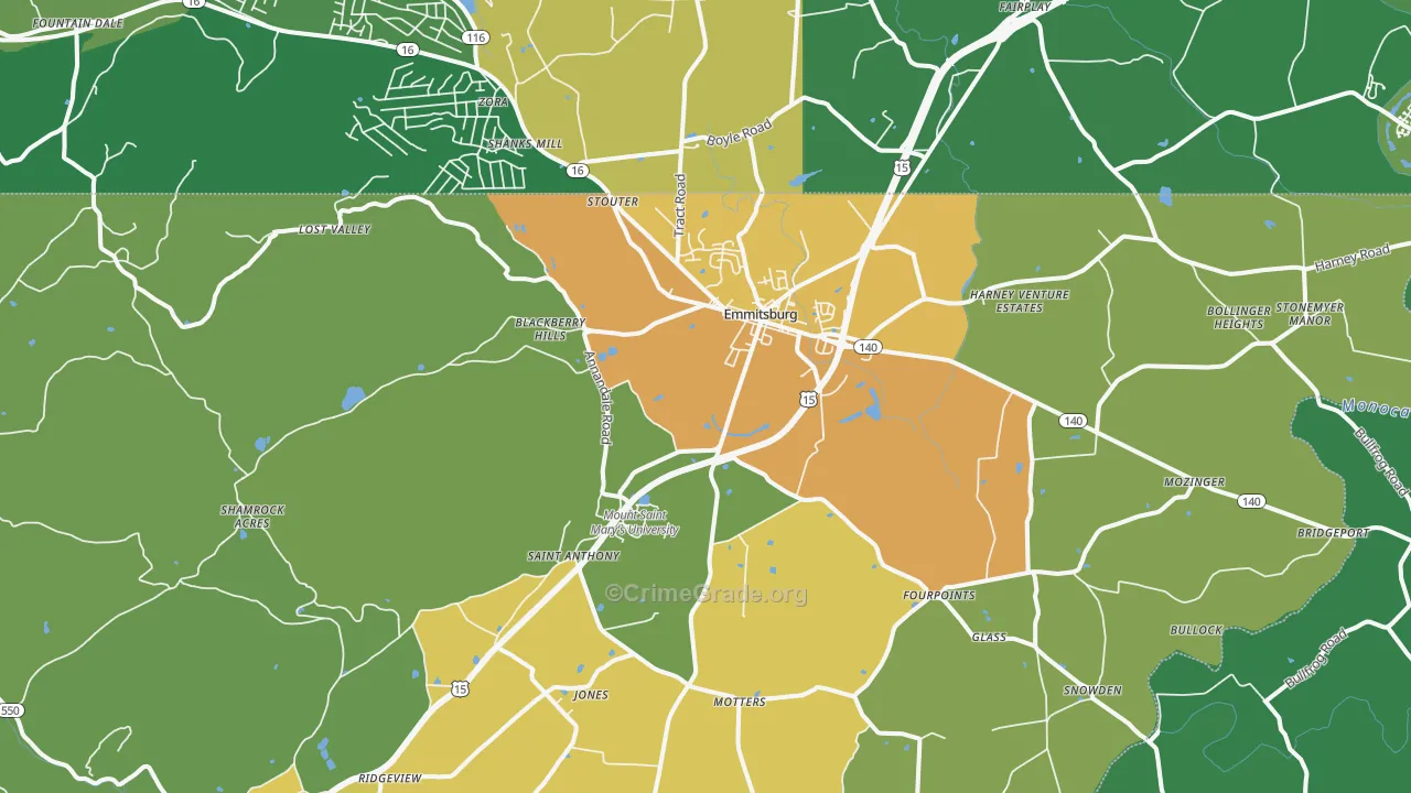 21727, MD Map of Vehicle Theft Rates